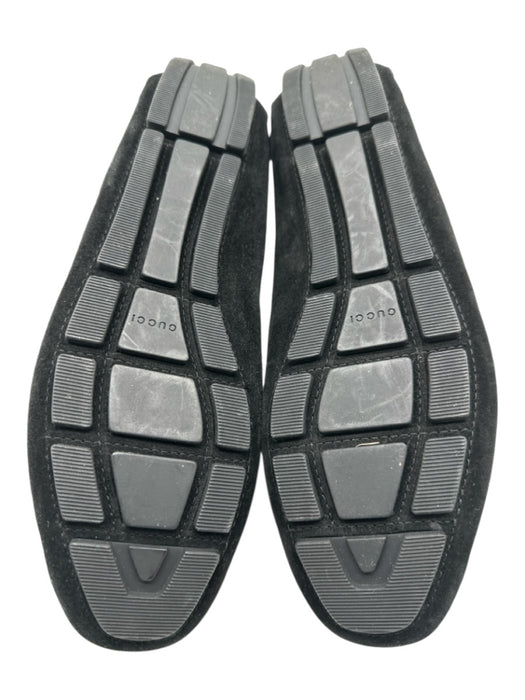 Gucci Shoe Size 37.5 Black & Silver Suede & Leather Round Square Toe Flats Black & Silver / 37.5