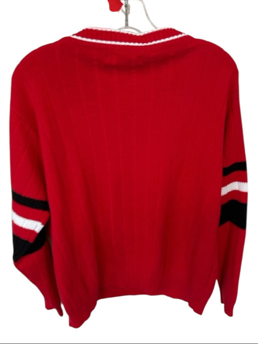 WEAR Size M Red & White Cotton Long Sleeve UGA V Neck Sweater Red & White / M