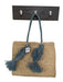 Baldiz Tan & blue Straw Rope Handles Fringe Tote Bag Tan & blue / L