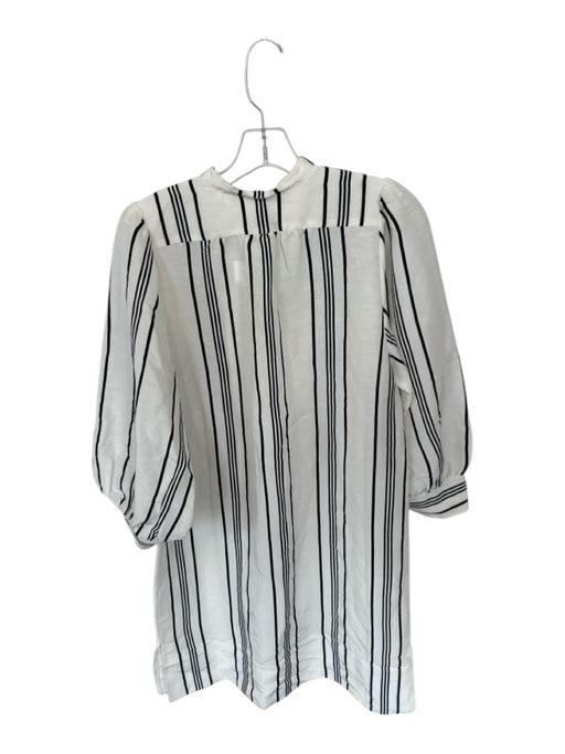 Apiece Apart Size 8 White & Black Cotton & Linen Long Balloon Sleeve Dress White & Black / 8