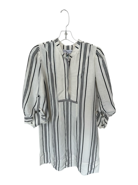 Apiece Apart Size 8 White & Black Cotton & Linen Long Balloon Sleeve Dress White & Black / 8
