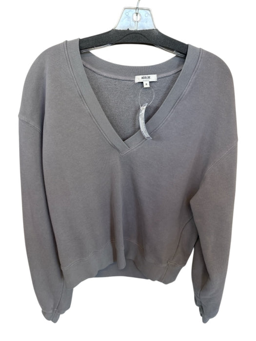 Agolde Size M Gray Cotton Long Sleeve V Neck Sweatshirt Gray / M