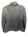 Salvatore Ferragamo Size 8 Navy Leather Embroidered Snap Button Jacket Navy / 8