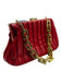 Red & Gold Vegan Leather Pleated Kiss Lock Chain Strap Bag Red & Gold / S