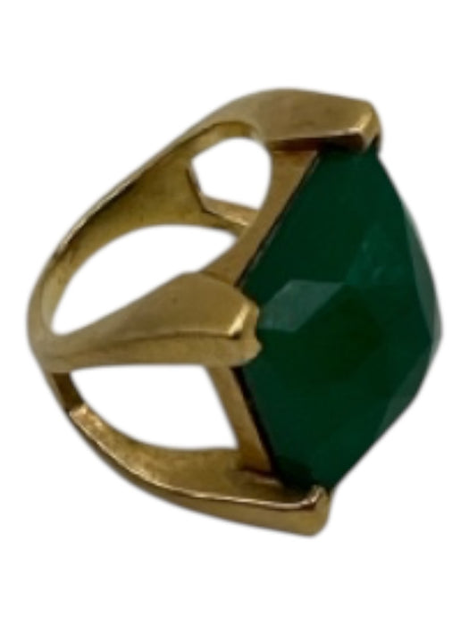 Dean Davidson Gold & Green Metal Center Stone Faceted Art Deco Ring Gold & Green