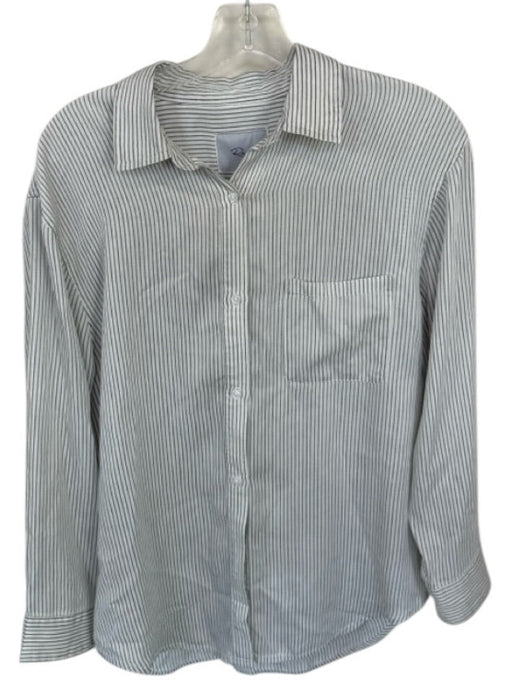 Rails Size S Ivory & Navy Lycocell Long Sleeve Striped Button Down Top Ivory & Navy / S