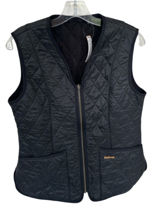 Barbour Size 8 Black Polyamid Quilted Full ZIp Fleece Lined Vest Black / 8