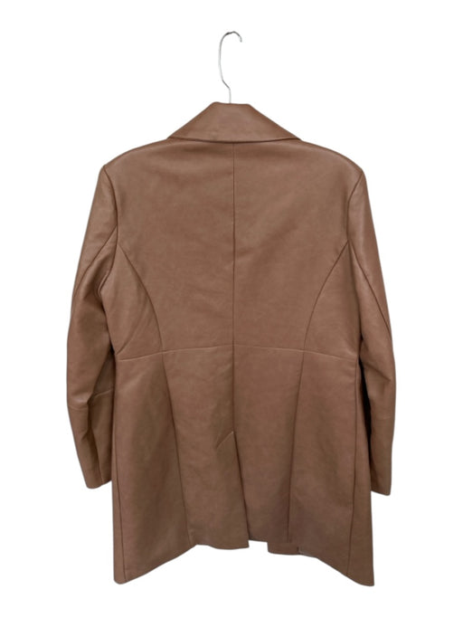 Avec Les Filles Size M Tan Vegan Leather Long Sleeve 2 button Long Trench Coat Tan / M