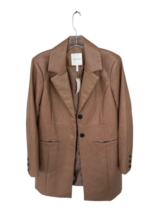 Avec Les Filles Size M Tan Vegan Leather Long Sleeve 2 button Long Trench Coat Tan / M