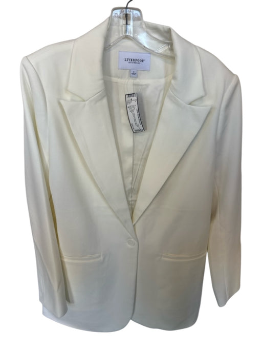 Liverpool Size M Ivory Polyester Blend Shoulder Pads Long Sleeve 1 Button Jacket Ivory / M