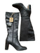 Born Shoe Size 7 Black Leather Side Zip Heeled Knee High Boots Black / 7