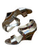 Jimmy Choo Shoe Size 37 Gold Leather Metallic Wedge Buckle Sandals Gold / 37