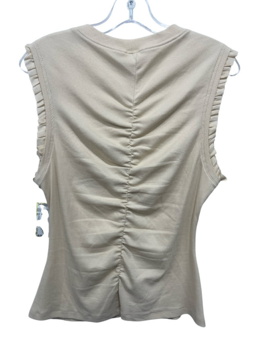 Ulla Johnson Size XL Light Yellow Cotton Ruffle Cap Sleeve Gathered Top Light Yellow / XL