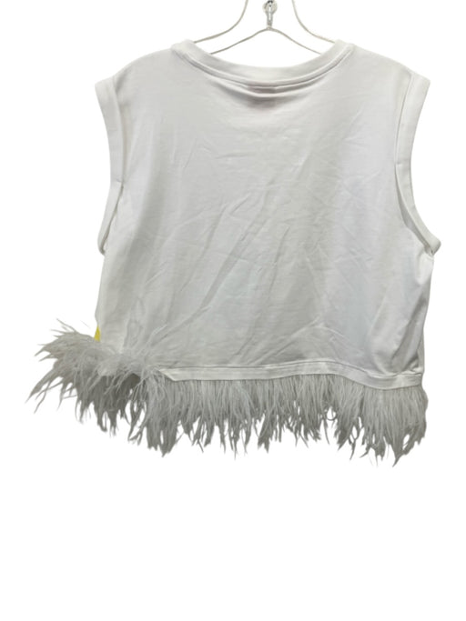 5a7 Cinq a Sept Size L White Cotton Cap Sleeve feathers Top White / L