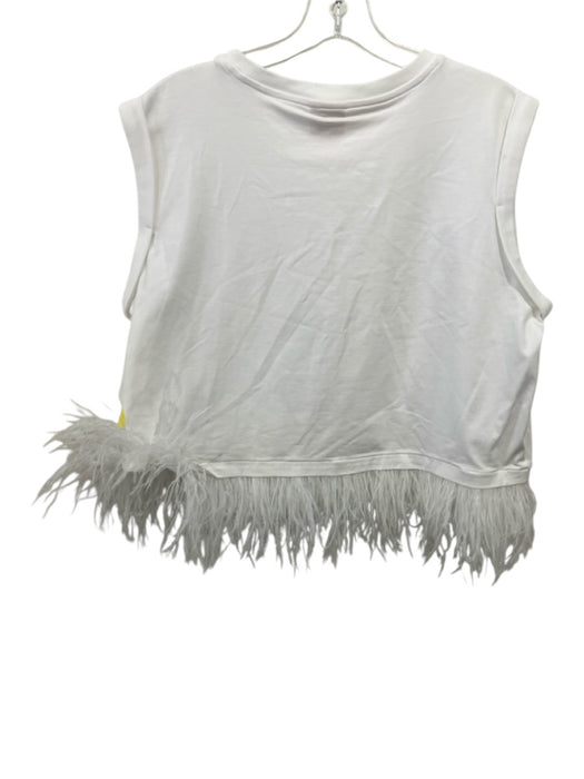 5a7 Cinq a Sept Size L White Cotton Cap Sleeve feathers Top White / L