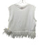 5a7 Cinq a Sept Size L White Cotton Cap Sleeve feathers Top White / L