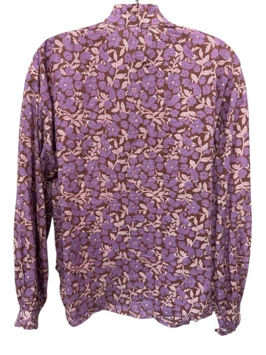 Alix of Bohemia Size Medium Purple, Pink, Brown Cotton Long Sleeve Floral Top Purple, Pink, Brown / Medium