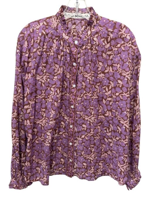 Alix of Bohemia Size Medium Purple, Pink, Brown Cotton Long Sleeve Floral Top Purple, Pink, Brown / Medium