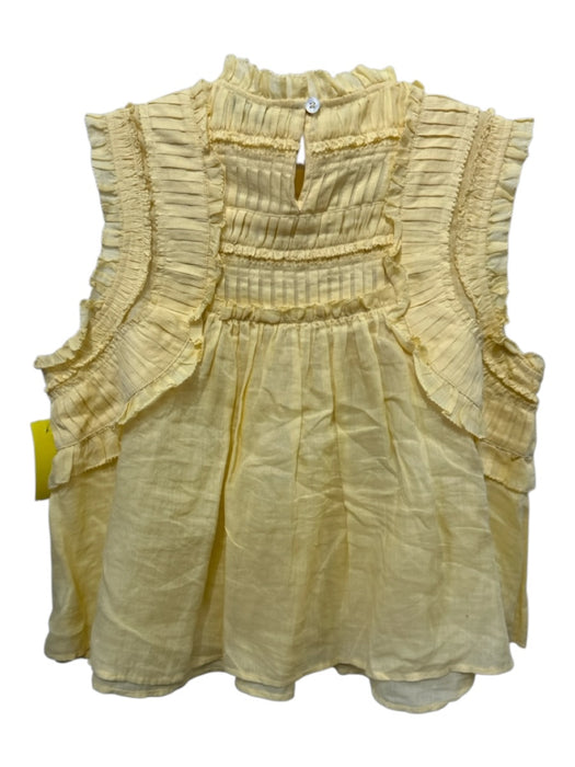 Sea New York Size Large Yellow Ramie Sleeveless Pleated Top Yellow / Large