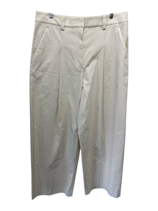 A.L.C. Size 10 Light Beige Cotton Blend High Rise Pleated Wide Leg Pants Light Beige / 10