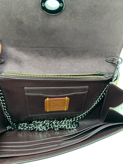 Coach Silver Gold Leather Flap Turn Lock Gunmetal Hardware Chain Strap Bag Silver Gold / Small