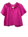 Sofia Size XS/S Pink Cotton Blend Shirred Neckline V Neck Short Sleeve Boxy Top Pink / XS/S