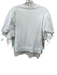 Marie Oliver Size M White Cotton 1/2 Balloon Sleeve Fabric Block V Neck Top White / M