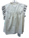 Melissa Nepton Size Large Beige Cotton Ruffle Cap Sleeve Faux Leather Detail Top Beige / Large