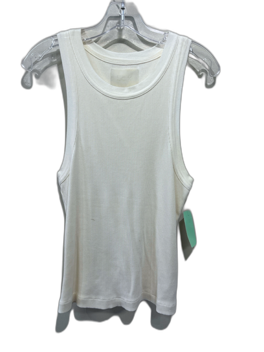 Citizens of Humanity Size L White Organic Cotton Sleeveless Ribbed Tank Top White / L
