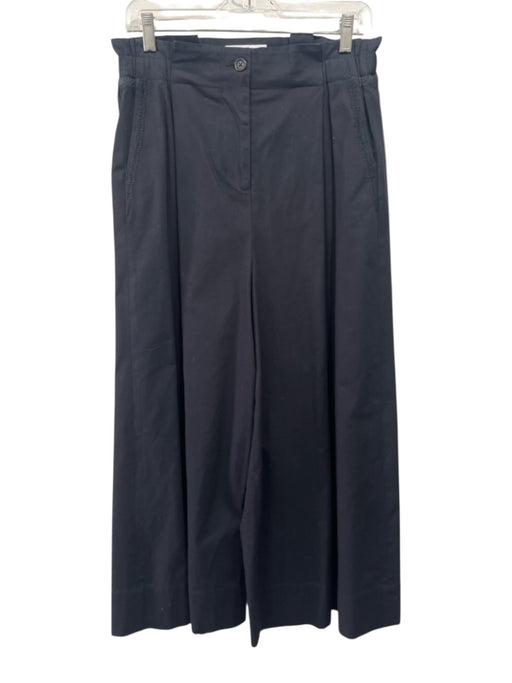 Merlette Size 10 Black Cotton Paperbag Waist Stitch Detail Zip & Button Pants Black / 10