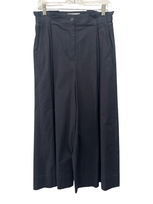 Merlette Size 10 Black Cotton Paperbag Waist Stitch Detail Zip & Button Pants Black / 10