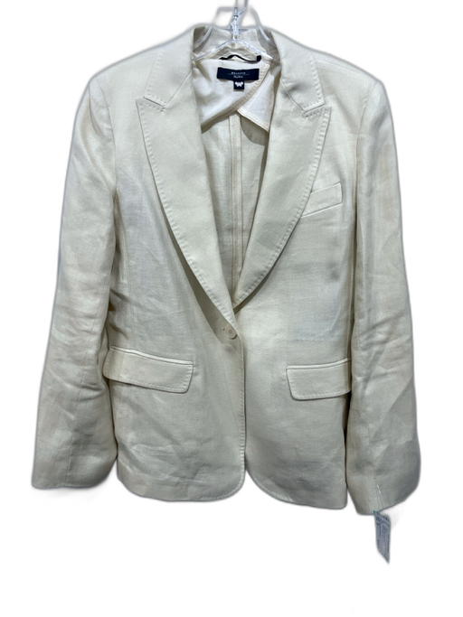 Max Mara Weekend Size 10 Beige Linen One Button Stitch Detail Blazer Jacket Beige / 10