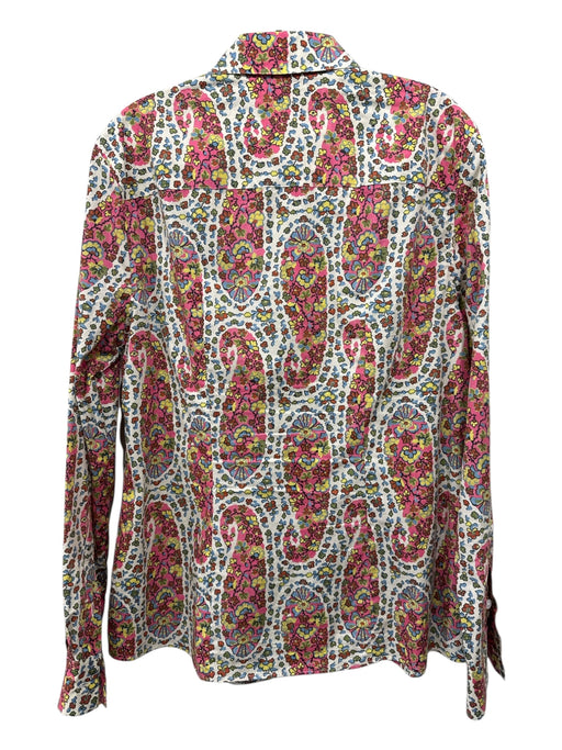 Etro Size 46 White & Multi Cotton Blend floral print Button Up Top White & Multi / 46