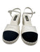 Chanel Shoe Size 42 White & Black Leather Raffia Base Cap Toe Espadrille Sandals White & Black / 42