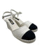 Chanel Shoe Size 42 White & Black Leather Raffia Base Cap Toe Espadrille Sandals White & Black / 42