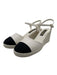 Chanel Shoe Size 42 White & Black Leather Raffia Base Cap Toe Espadrille Sandals White & Black / 42
