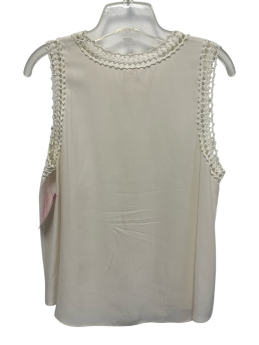 5a7 Cinq a Sept Size L Ivory Cream Silk Crochet Trim Sleeveless Tank Top Ivory Cream / L