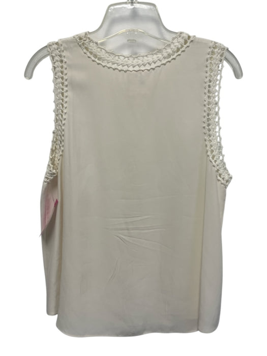 5a7 Cinq a Sept Size L Ivory Cream Silk Crochet Trim Sleeveless Tank Top Ivory Cream / L
