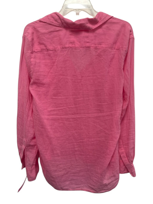 Frank & Eileen Size S Bright Pink Cotton Collar Button Long Sleeve Top Bright Pink / S