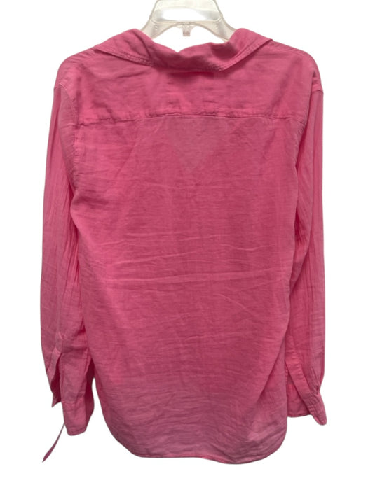 Frank & Eileen Size S Bright Pink Cotton Collar Button Long Sleeve Top Bright Pink / S