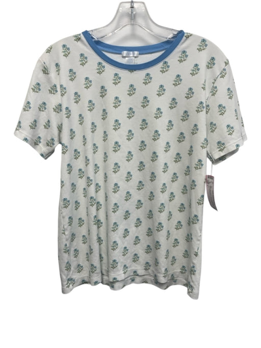 Lake Size L White, Blue, Green Pima Cotton Floral Trim Top White, Blue, Green / L