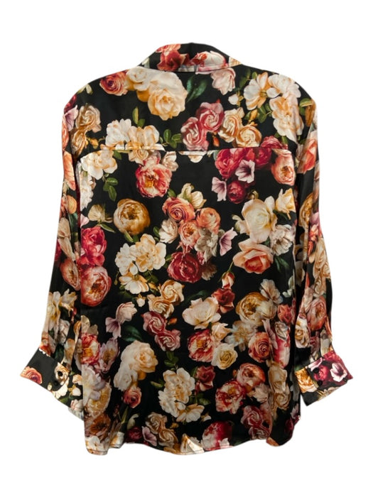 L'agence Size XL Black Multi Silk Flora & Fauna 3/4 Sleeve Top Black Multi / XL