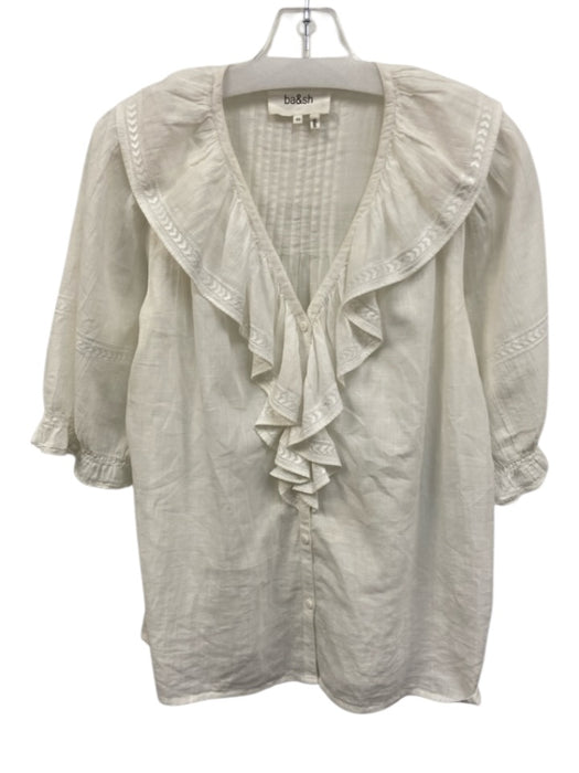 Ba&sh Size XS White Cotton ruffles Long Sleeve 1/2 sleeve Top White / XS