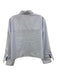 TWP Size M/L Light Blue Cotton Button Front Long Sleeve Patch Pocket Cropped Top Light Blue / M/L