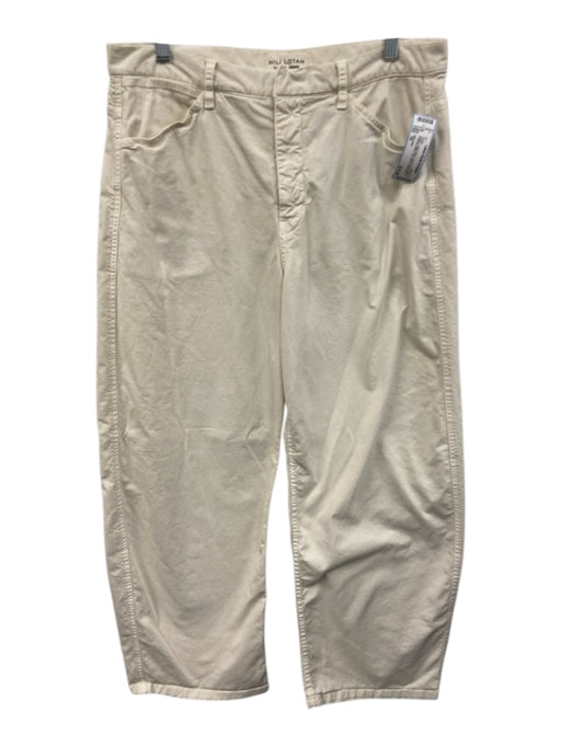 Nili Lotan Size 10 Beige Cotton Blend Zip & Hook Closure Pockets Wide Leg Pants Beige / 10