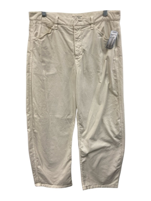 Nili Lotan Size 10 Beige Cotton Blend Zip & Hook Closure Pockets Wide Leg Pants Beige / 10