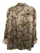 L'agence Size XL Grey & Multi Silk Button Front Printed Long Sleeve Top Grey & Multi / XL