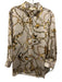 L'agence Size XL Grey & Multi Silk Button Front Printed Long Sleeve Top Grey & Multi / XL