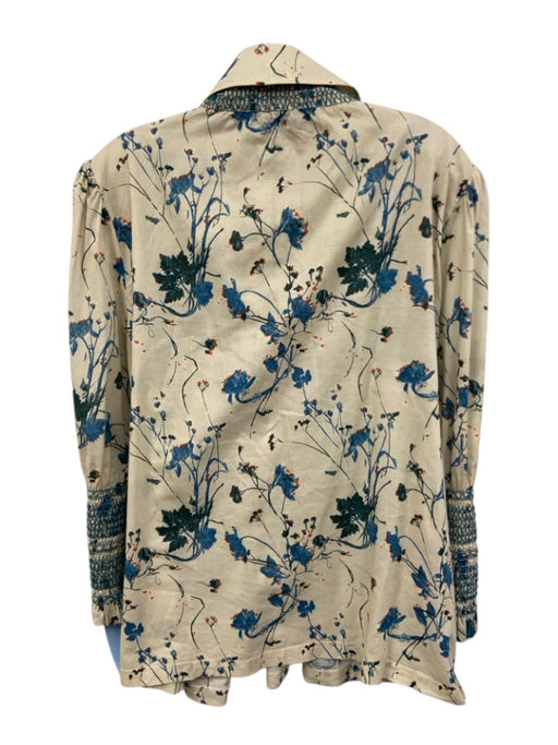 Tuckernuck Size XXL Beige & Multi Cotton 1/4 Button Floral Smocked Top Beige & Multi / XXL