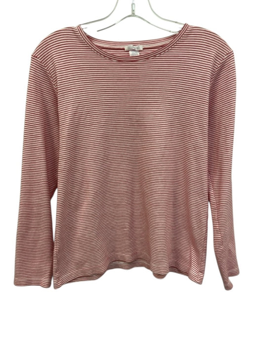 Lake Size XS Red & White Prima Cotton Striped Long Sleeve Wide Neck Top Red & White / XS